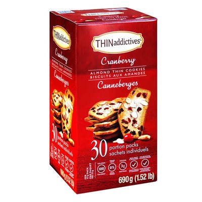 Nonni’s Foods LLC ThinAddictives - Almond Thin Cookies - Cranberry