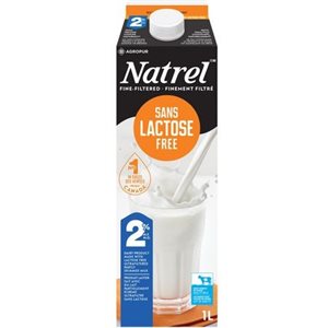 NATREL [QC / ON] Lait Sans Lactose Free Milk 2% (1L Carton)