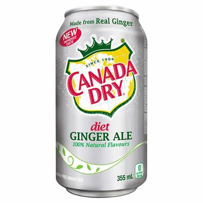 CANADA DRY - Soda au Gingembre Diète - Diet Ginger Ale (1x12x355 mlcans)